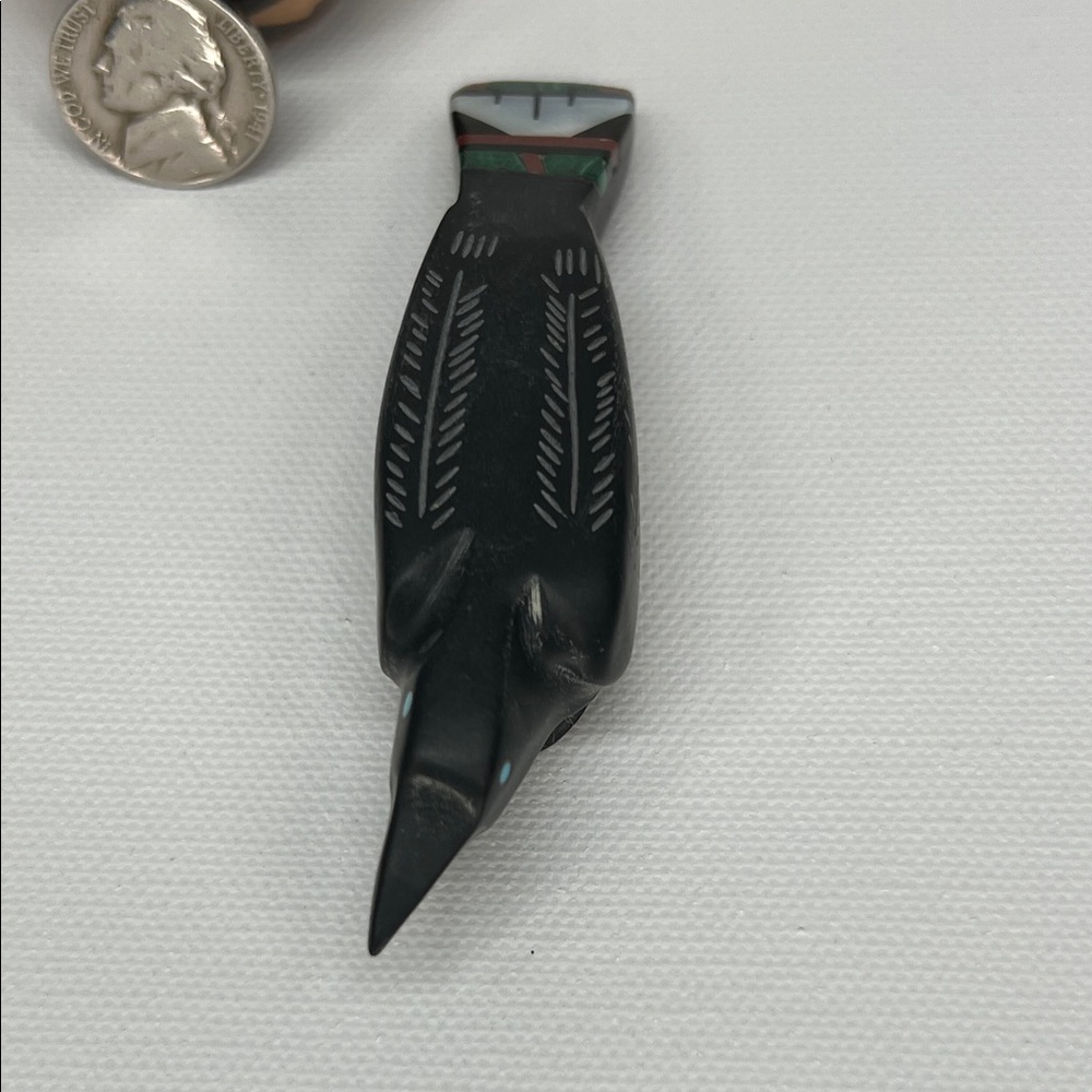 Handcrafted Black Raven Bird Figurine - Picture 3 of 4